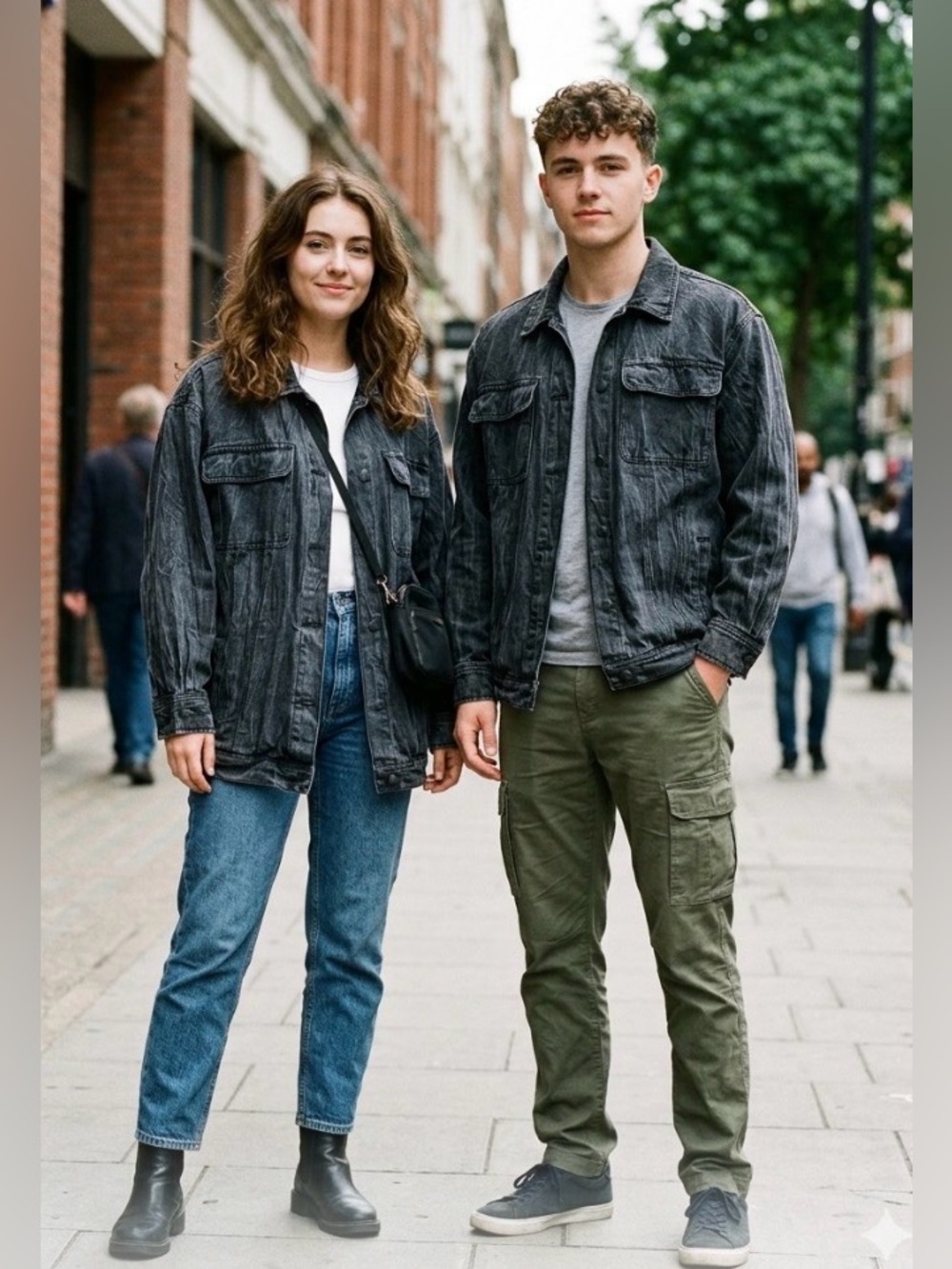 Men's or Women’s Washed Black Military Utility Denim Jacket